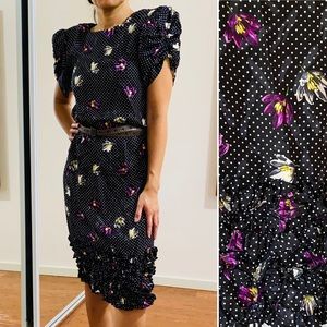 XS/S Vintage Silk 80s Maggy London J. Booher Dress